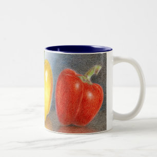 De Café Em Dois Tons Trio da caneca da arte das pimentas
