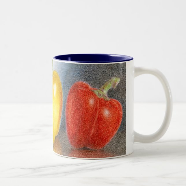 De Café Em Dois Tons Trio da caneca da arte das pimentas (Direita)
