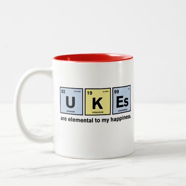 De Café Em Dois Tons Ukulele e caneca engraçados da ciência (Esquerda)