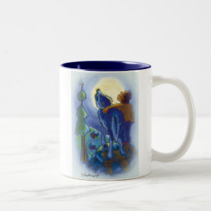 De Café Em Dois Tons Urro com caneca dos lobos