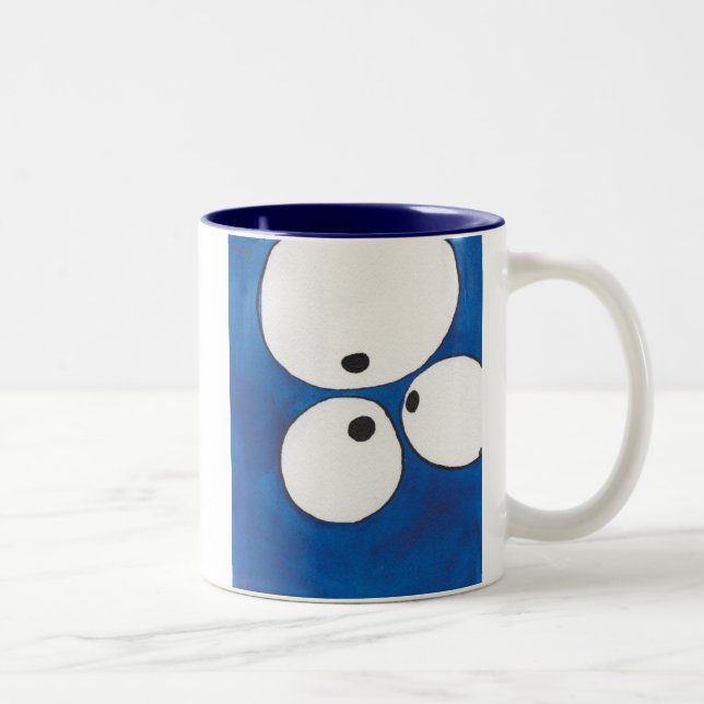 De Café Em Dois Tons Vendo o olho para eye para eye, azul, caneca (Direita)