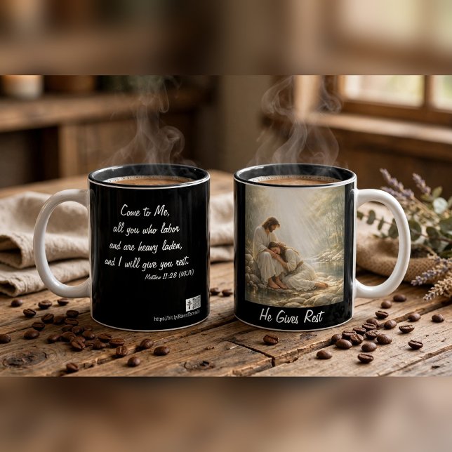 De Café Em Dois Tons Venha a Mim e Descanse - Caneca (Criador carregado)
