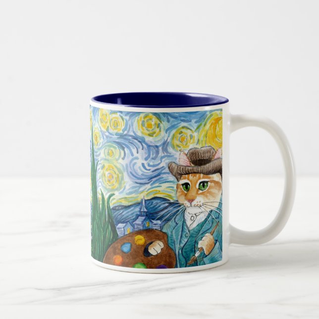 De Café Em Dois Tons Vincent van Gogh, caneca da paródia da noite (Direita)