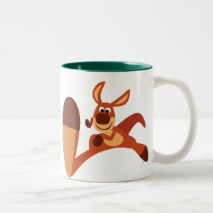 De Café Em Dois Tons "Vindo!!" Caneca bonito do canguru dos desenhos
