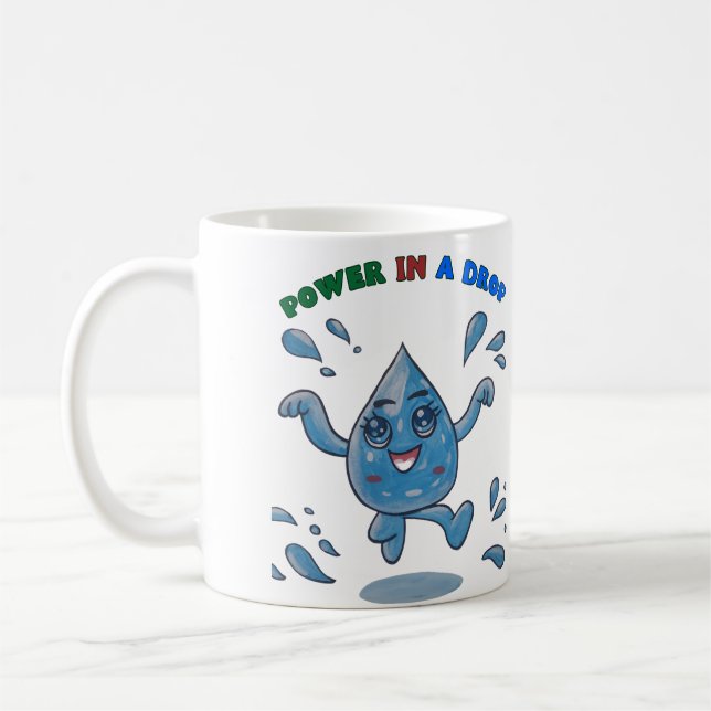 De Café Energia em uma queda - caneca inspiradora com água (Esquerda)