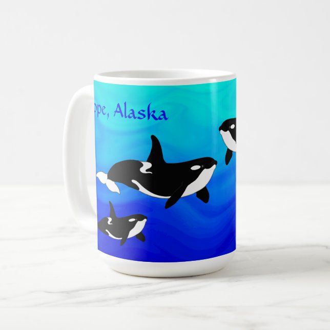 De Café Esperança, Alasca Orcas - 15 oz. Caneca Combo (Frente Esquerda)
