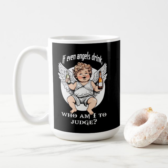De Café Estampa Anjo - Funny Guardian Angel – Caneca (Com Donut)