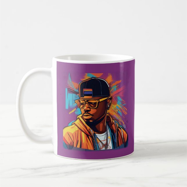 De Café Estampa Hip Hop - Street graffiti art - Caneca (Esquerda)