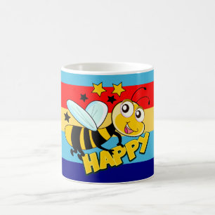 De Café esteja feliz, abelha feliz, caneca engraçada