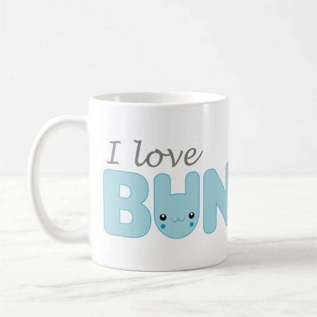 De Café Eu amo a caneca (azul) dos coelhos (Esquerda)