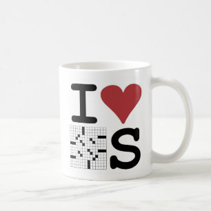 De Café Eu amo a caneca das palavras cruzadas