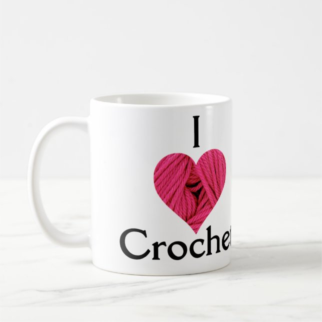 De Café Eu amo a caneca do Crochet (Esquerda)