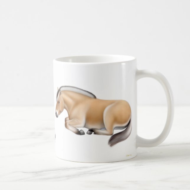 De Café Eu amo a caneca dos cavalos do fiorde (Direita)