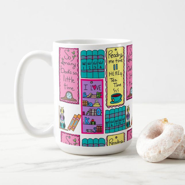 De Café Eu amo a caneca dos livros (Com Donut)