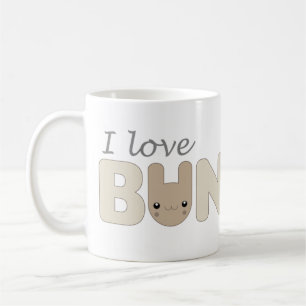 De Café Eu amo a caneca (marrom) dos coelhos