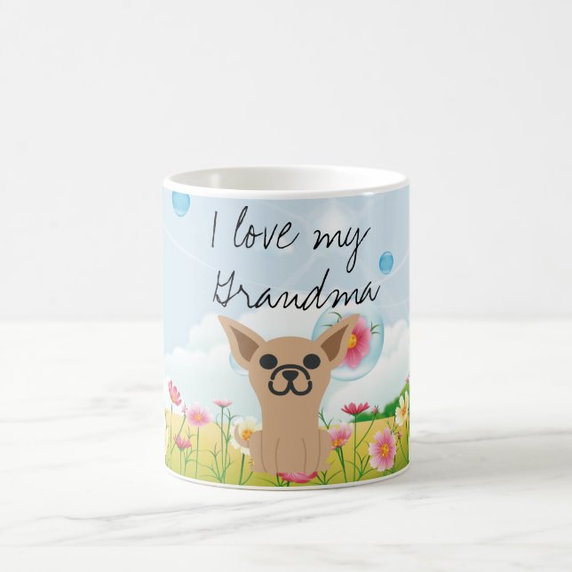 De Café Eu amo caneca do meu jardim da chihuahua/Chiweenie (Centro)