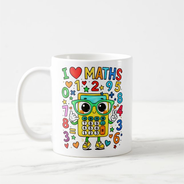 De Café Eu Amo Matemática Caneca Calculadora Fofa para Cri (Esquerda)