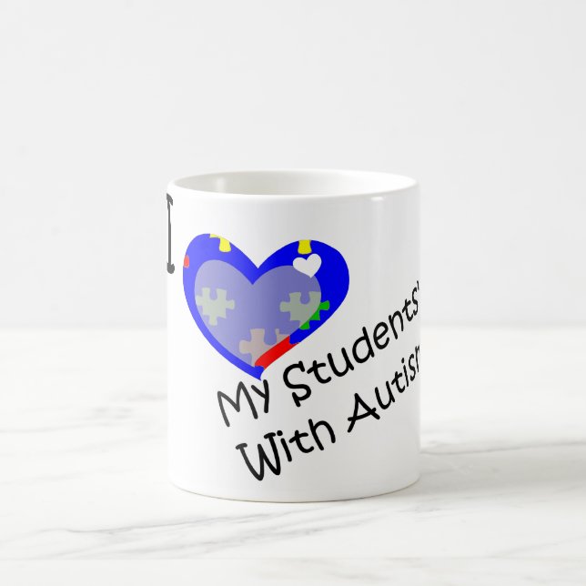 De Café Eu amo meus estudantes com caneca do autismo (Centro)