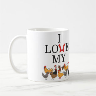 De Café Eu amo minha caneca das galinhas (canhota)