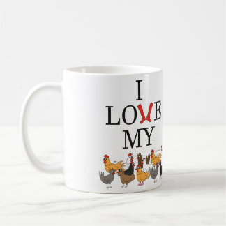 De Café Eu amo minha caneca das galinhas (canhota)