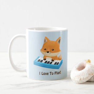 De Café Eu amo tocar Cute Fox no Piano Caneca para Criança