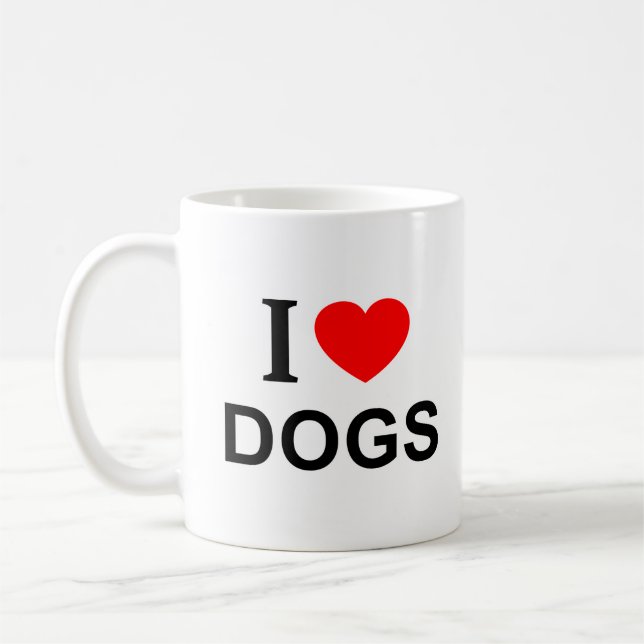 De Café Eu ❤️ CÃES EU AMO CÃES EU ADORO CÃES  CANECA (Esquerda)