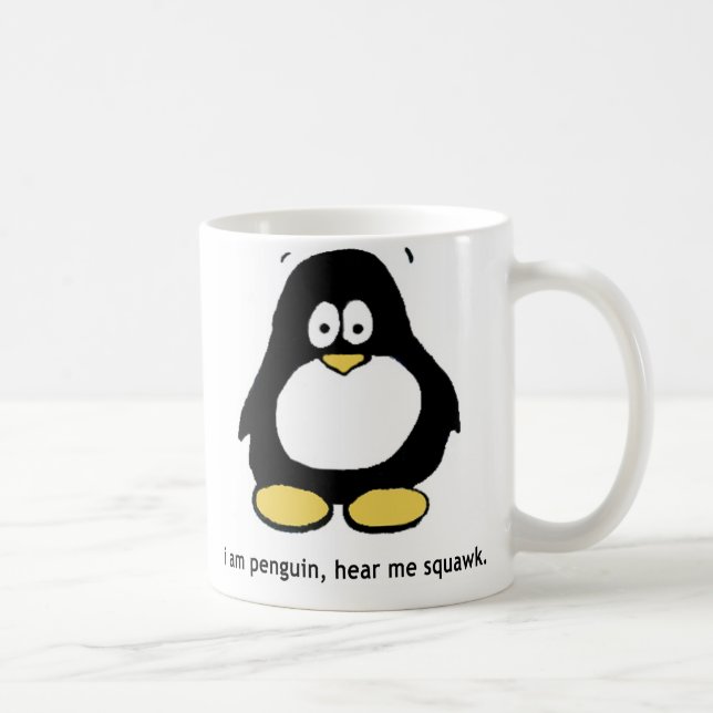 De Café "Eu sou pinguim, ouço-me gritar" caneca branca (Direita)