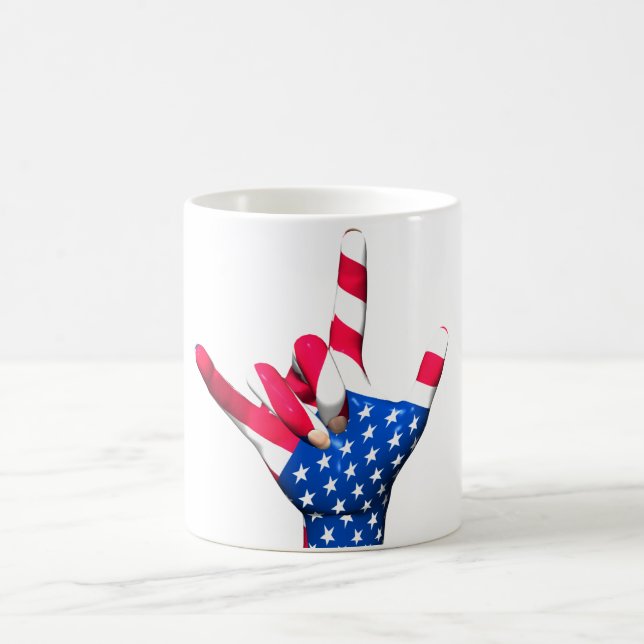 De Café Eu te amo caneca da bandeira dos EUA (Centro)