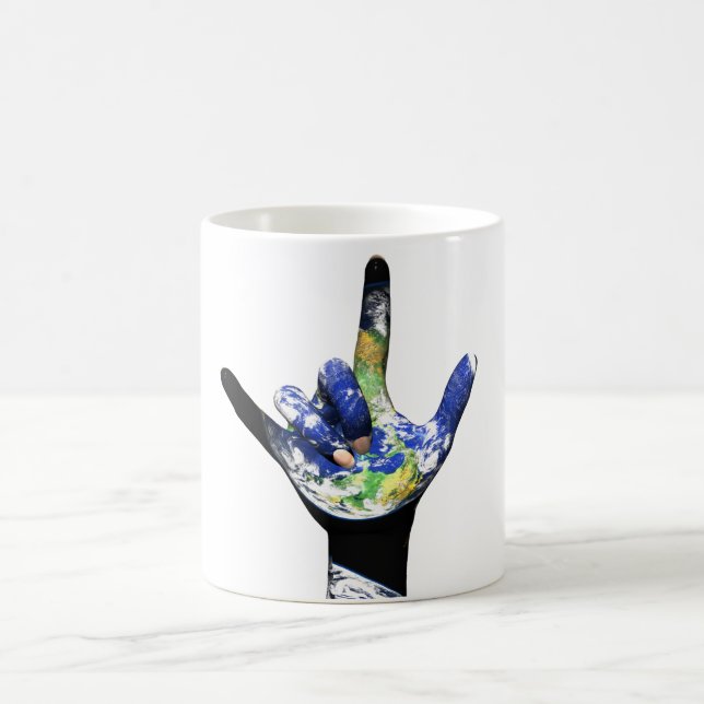 De Café Eu te amo caneca da terra do planeta (Centro)