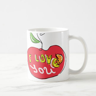 De Café Eu te amo maçã com a caneca do chá do sem-fim