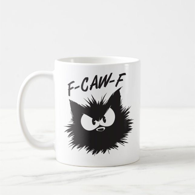 De Café "F-CAW-F" Caneca Gato Mal-Humorado Engraçado (Esquerda)