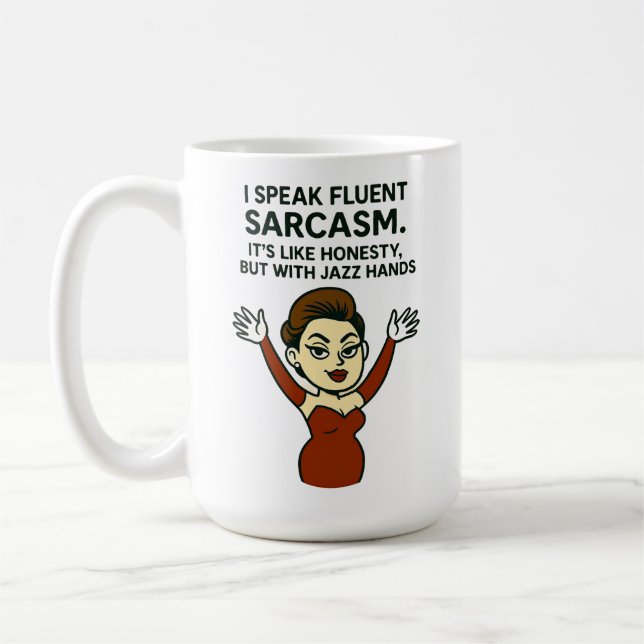 De Café Falo Sarcasmo Fluente. Caneca Jazz Hands (Esquerda)
