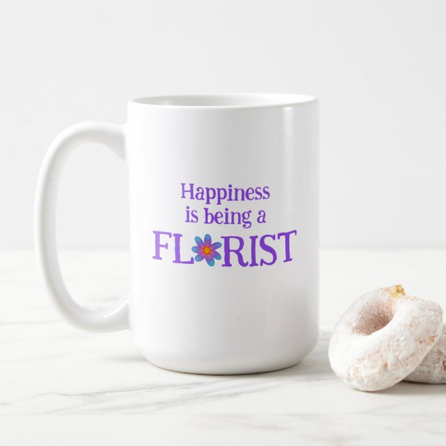 De Café Felicidade é ser uma caneca florista (Com Donut)