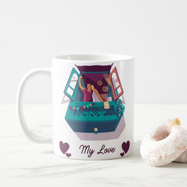 De Café Felicidade em uma caneca (Com Donut)