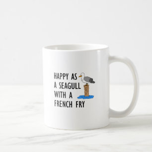 De Café Feliz Como Uma Gaivota Com Uma Caneca Francesa