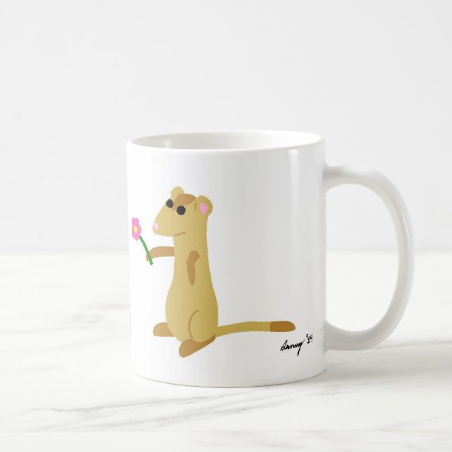 De Café Ferret Segurando Uma Caneca Flor (Direita)