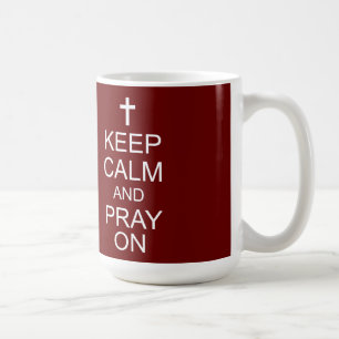 De Café Fique calmo e reze na caneca
