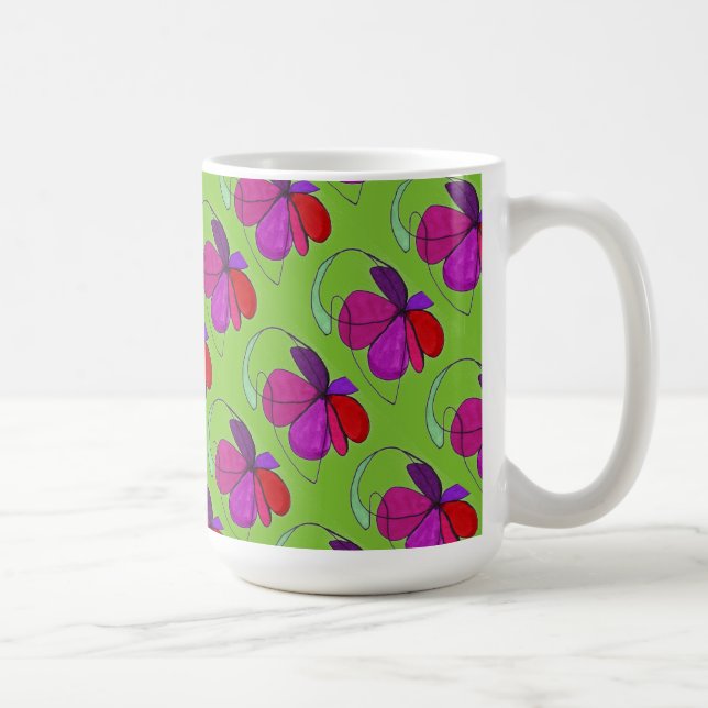De Café "Flor Dance on Green Tyler" - Abstração da caneca (Direita)