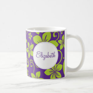 De Café Flores tropicais caneca personalizada