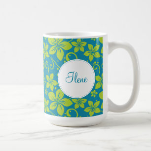 De Café Flores tropicais caneca personalizada