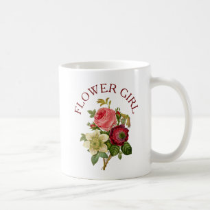 De Café Florista Borgonha e caneca do buquê do rosa do