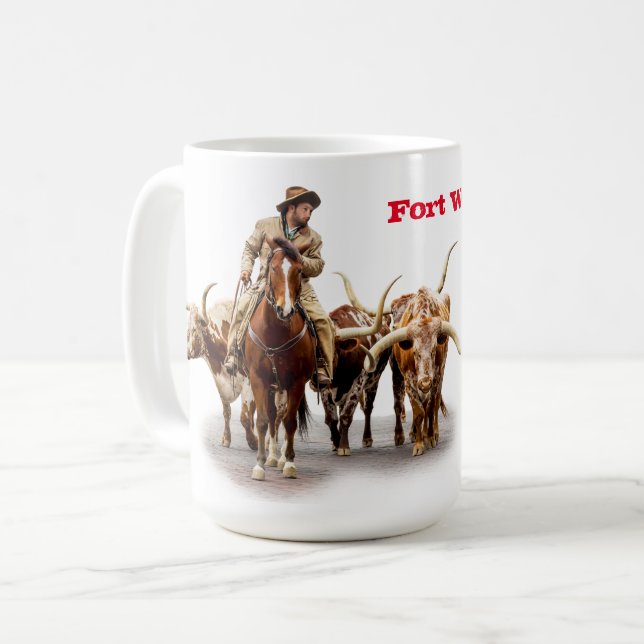 De Café Gado Longhorn, Fort Worth, Ocidental, Caneca (Frente Esquerda)
