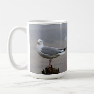 De Café Gaivota em Pé Nevando Adicionar Texto Caneca
