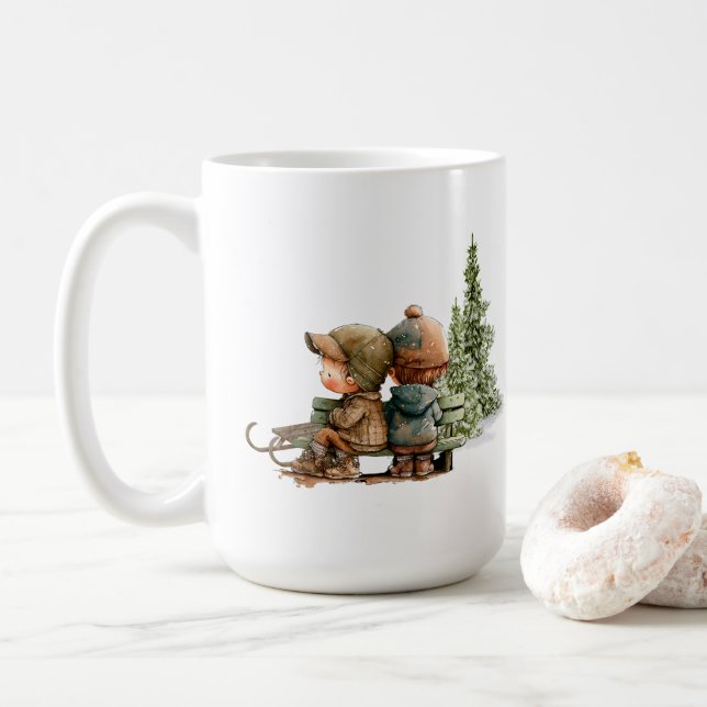 De Café Garoto Bonito e Caneca Menina (Com Donut)