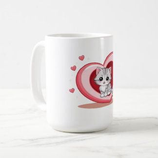 De Café Gatinho Adorável na Caneca do Coração