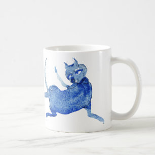 De Café Gato Azul MING Caneca azul e branca
