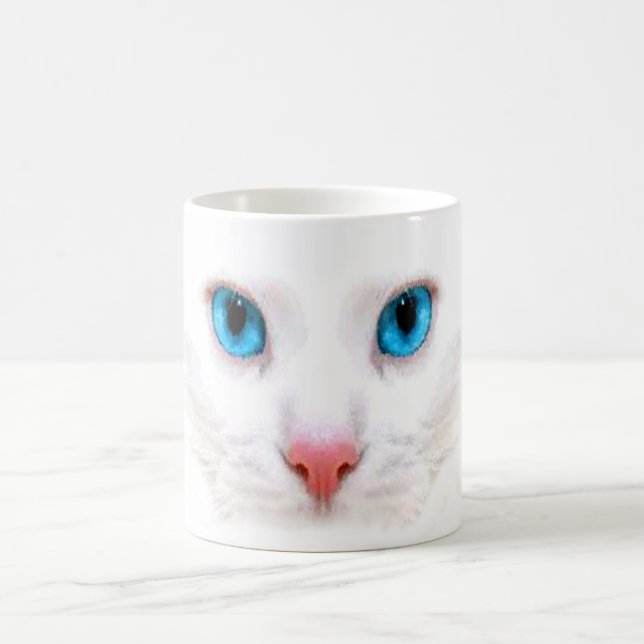 De Café gato branco bonito, caneca engraçada (Centro)