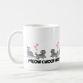 De Café gato e cão adoram a caneca
