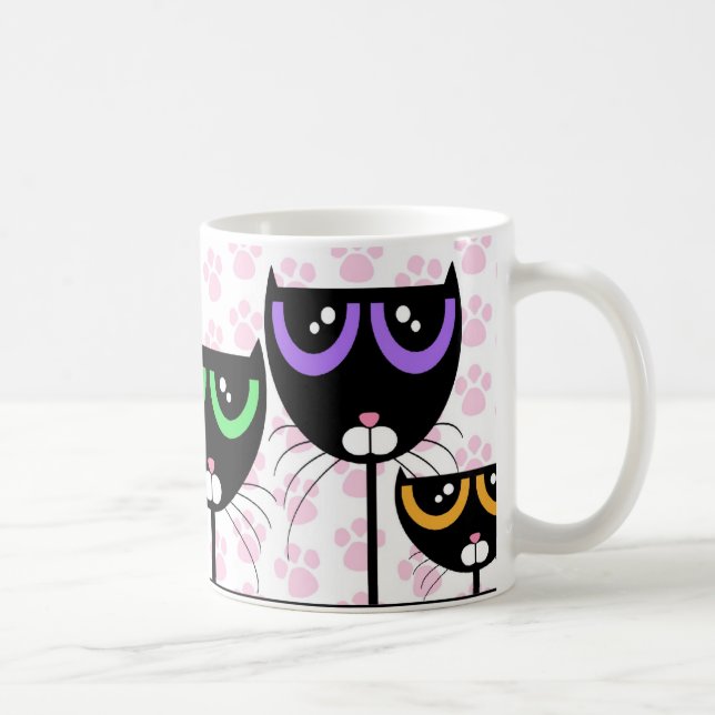 De Café Gatos pretos & patas - CANECA (Direita)