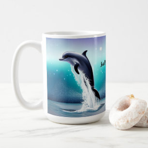 De Café Golfinho Pulando Na Caneca Do Oceano